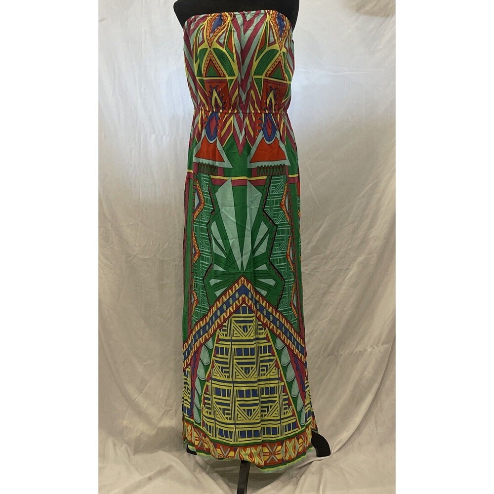NWT Earthbound Trading Co Strapless Maxi Dress Geometric Tribal Boho XL